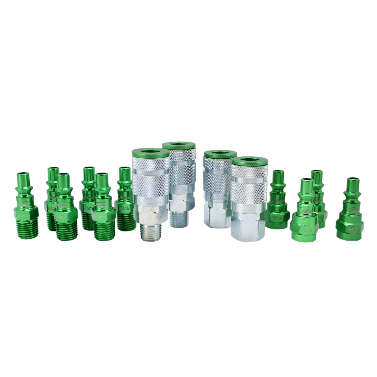 Milton S-314AKIT 14 Piece A-Style 1/4 NPT Green ColorFit Coupler & Plug